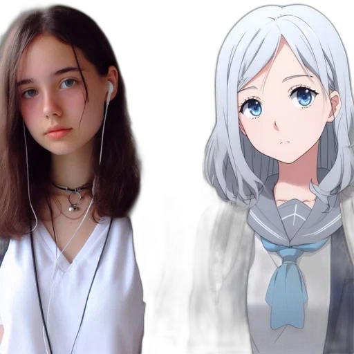 face, robot, anime, photorealistic transparent PNG cut-out