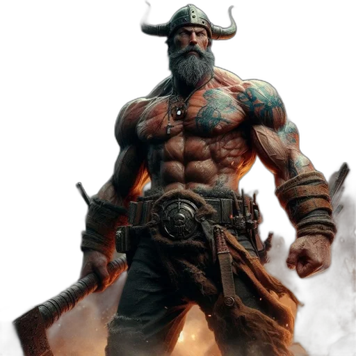 concept art, fantasy art, comic book art, muscular transparent PNG cut-out