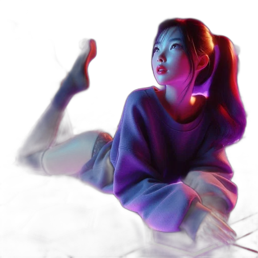 creature, concept art, vaporwave, photorealistic transparent PNG cut-out
