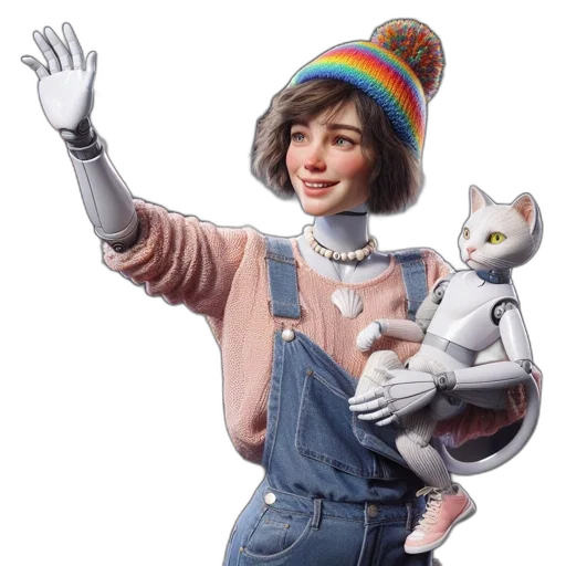 robot, hat, jacket, creature transparent PNG cut-out