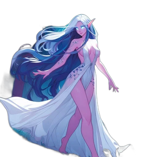 dress, hair, creature, concept art transparent PNG cut-out