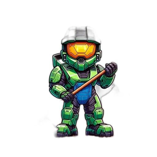 robot, staff, weapon, pixel art transparent PNG cut-out