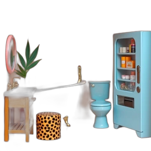 furniture, 3d render, concept art, vaporwave transparent PNG cut-out