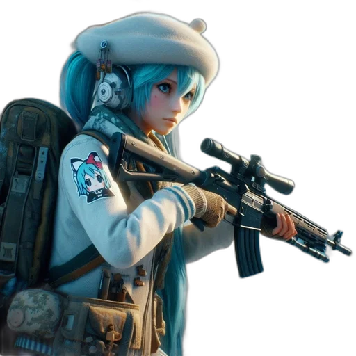 weapon, staff, jacket, robot transparent PNG cut-out