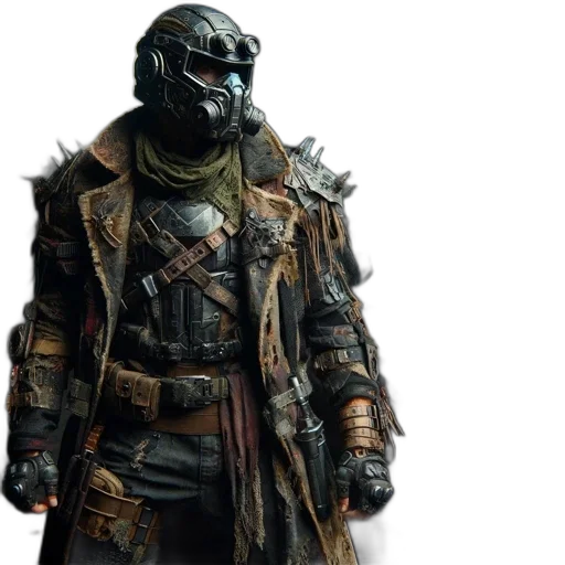 jacket, mask, weapon, concept art transparent PNG cut-out
