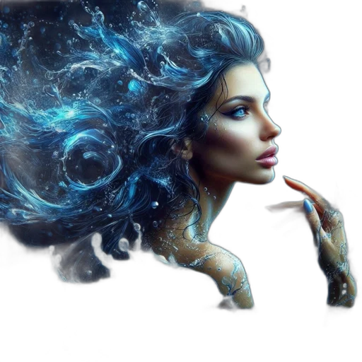 hair, face, fantasy art, photorealistic transparent PNG cut-out