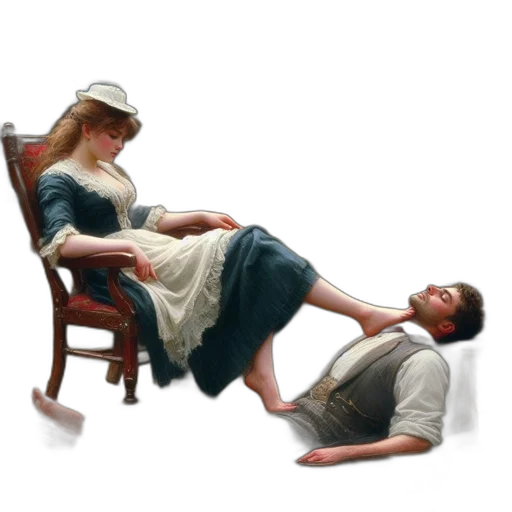 furniture, staff, oil painting, photorealistic transparent PNG cut-out