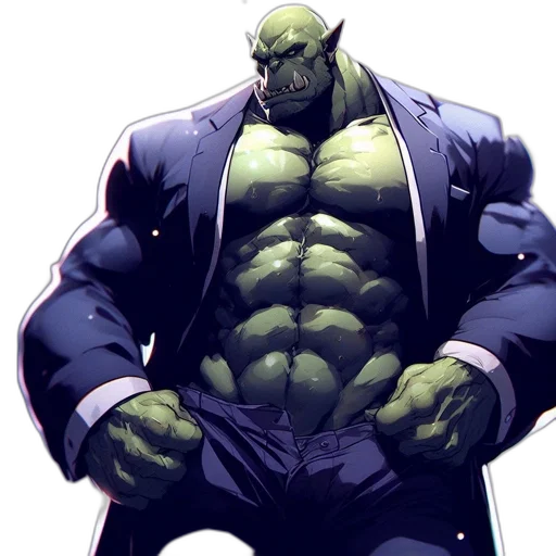comic book art, concept art, green, imposing transparent PNG cut-out