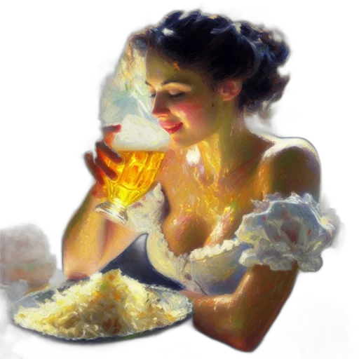 food, dress, oil painting, photorealistic transparent PNG cut-out