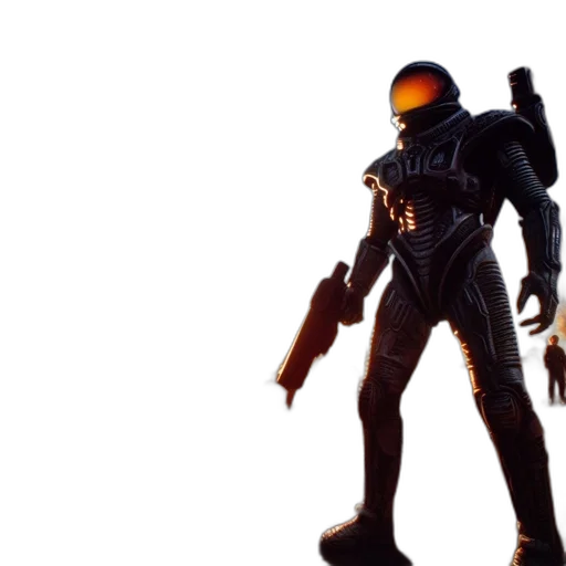 robot, weapon, concept art, 3d render transparent PNG cut-out