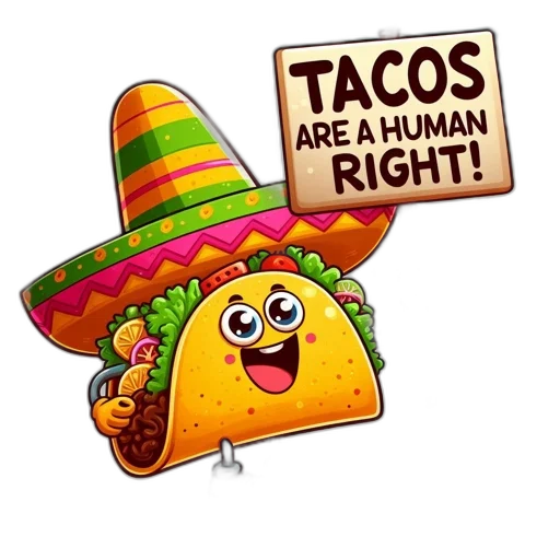 food, hat, cheerful, taco-themed transparent PNG cut-out