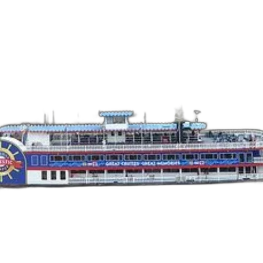 3d render, large, riverboat, blue transparent PNG cut-out
