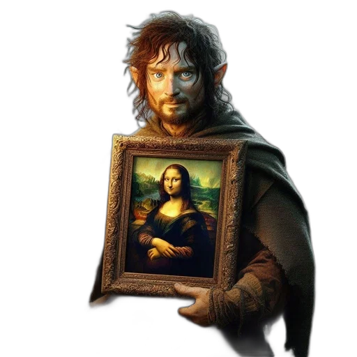 face, sword, fantasy art, oil painting transparent PNG cut-out