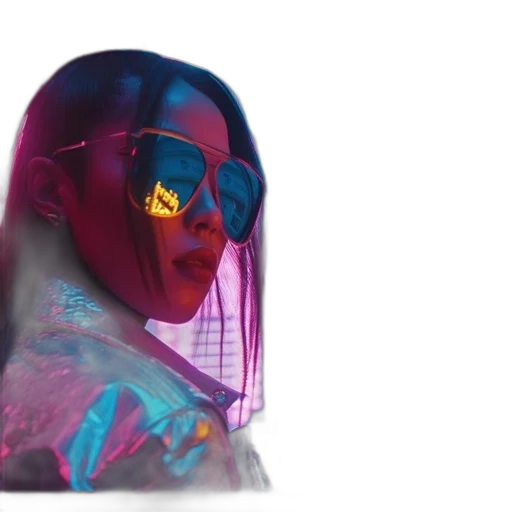 jacket, face, cyberpunk, concept art transparent PNG cut-out
