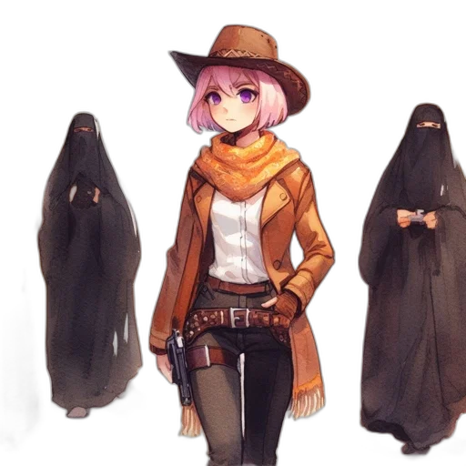 staff, jacket, weapon, hat transparent PNG cut-out