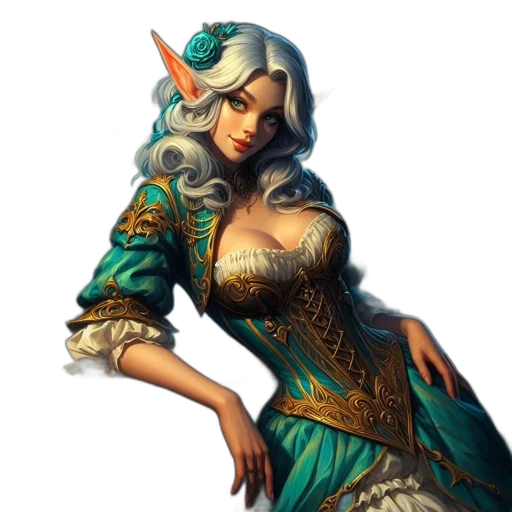 dress, staff, dragon, fantasy art transparent PNG cut-out