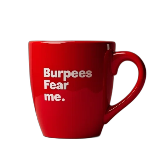 red, mug, white, text transparent PNG cut-out
