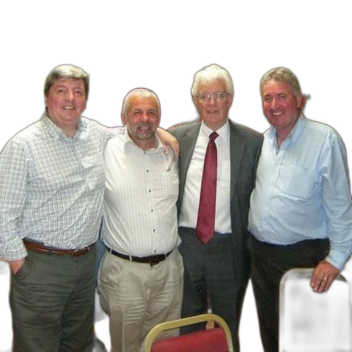 staff, four, men, pose transparent PNG cut-out