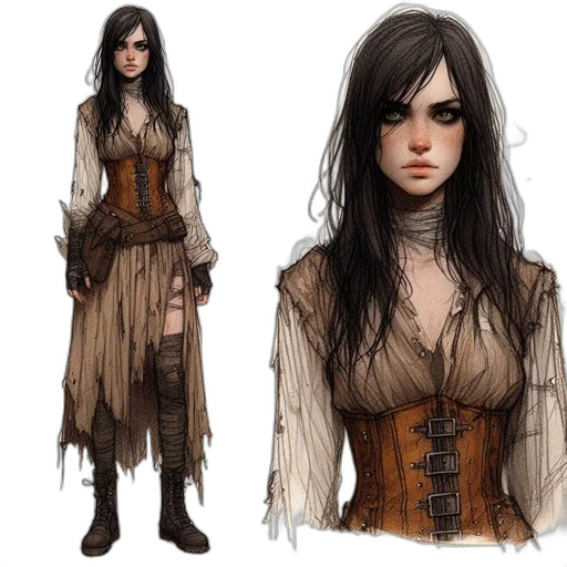 dress, concept art, fantasy art, comic book art transparent PNG cut-out