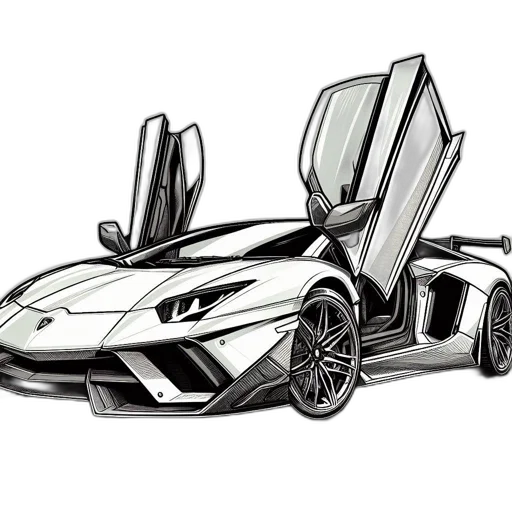 car, pencil sketch, photorealistic, 3d render transparent PNG cut-out