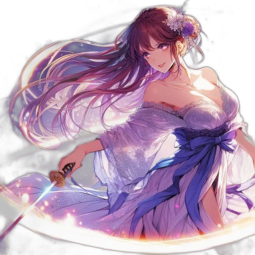 dress, sword, jewelry, staff transparent PNG cut-out