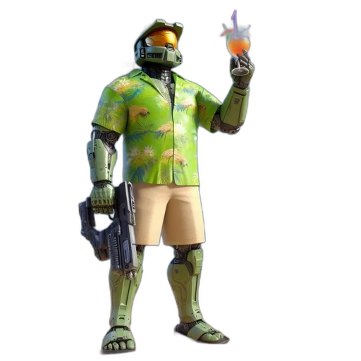robot, jacket, staff, creature transparent PNG cut-out