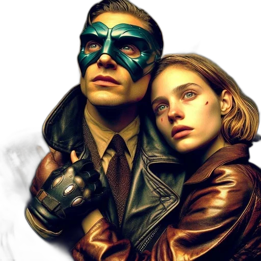 jacket, mask, comic book art, cyberpunk transparent PNG cut-out