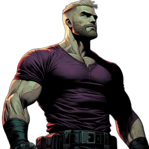 comic book art, concept art, muscular, man transparent PNG cut-out