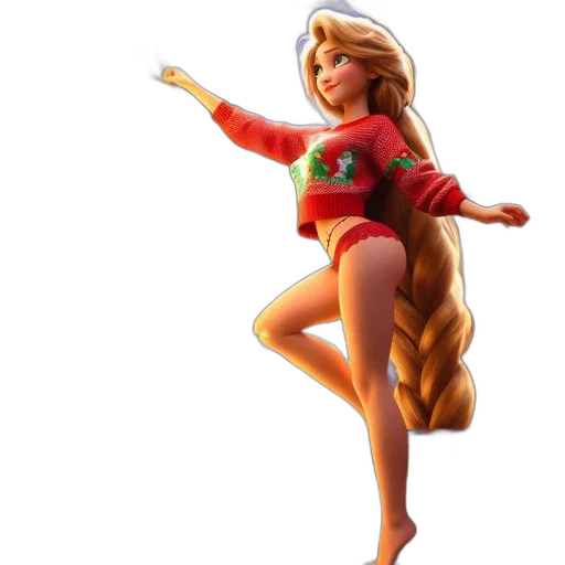 dress, hair, 3d render, concept art transparent PNG cut-out