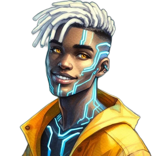 face, jacket, staff, creature transparent PNG cut-out