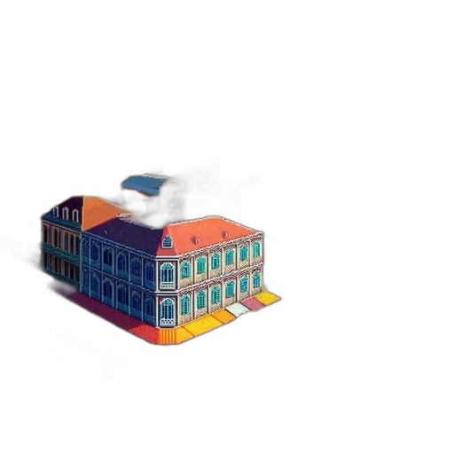building, furniture, pixel art, 3d render transparent PNG cut-out
