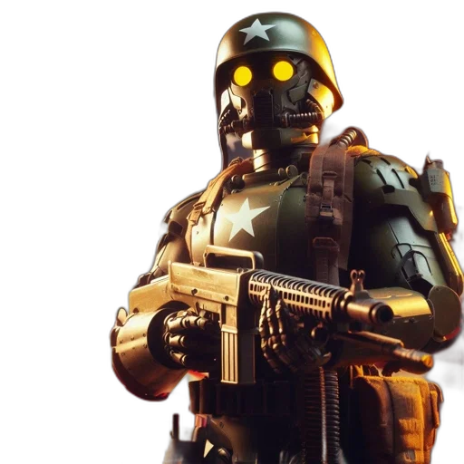 robot, weapon, 3d render, concept art transparent PNG cut-out