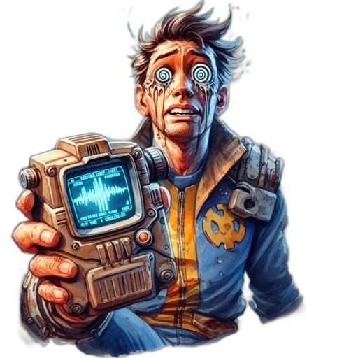 robot, jacket, staff, face transparent PNG cut-out