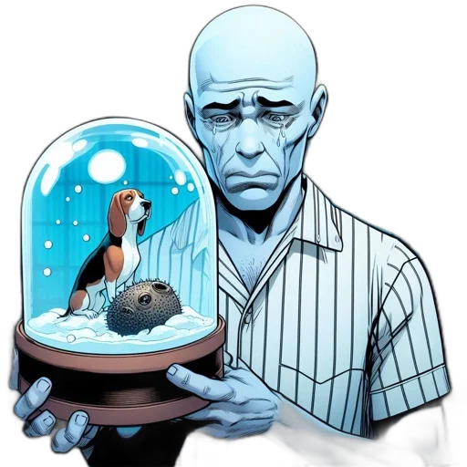 comic book art, concept art, underwater, solemn transparent PNG cut-out