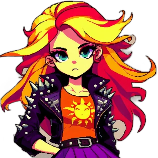 jacket, hair, staff, pixel art transparent PNG cut-out