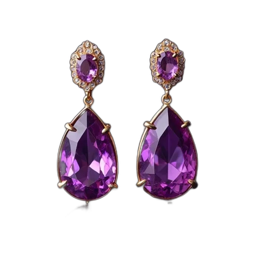 jewelry, pair, earrings, purple transparent PNG cut-out