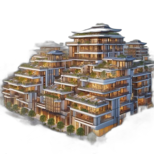 building, 3d render, concept art, photorealistic transparent PNG cut-out