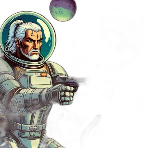 comic book art, concept art, outer space, astronaut transparent PNG cut-out