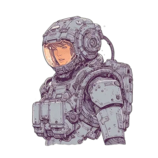robot, face, jacket, weapon transparent PNG cut-out