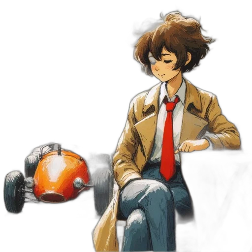robot, jacket, weapon, staff transparent PNG cut-out