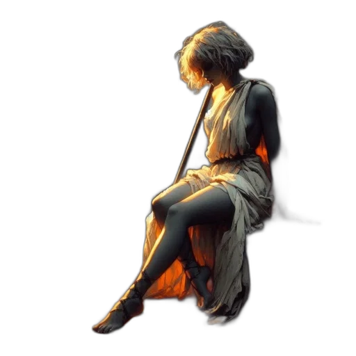 dress, staff, hair, mask transparent PNG cut-out