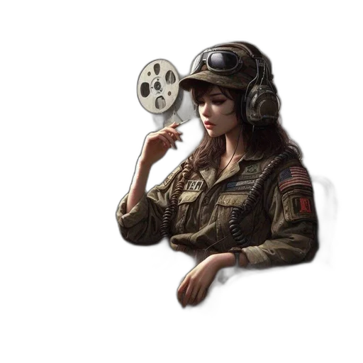 weapon, jacket, face, hat transparent PNG cut-out