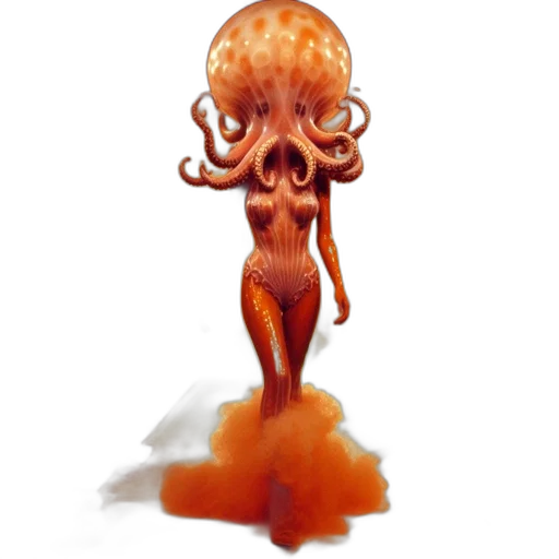 creature, hair, dress, staff transparent PNG cut-out