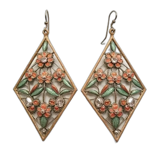 jewelry, pair, triangular, earrings transparent PNG cut-out