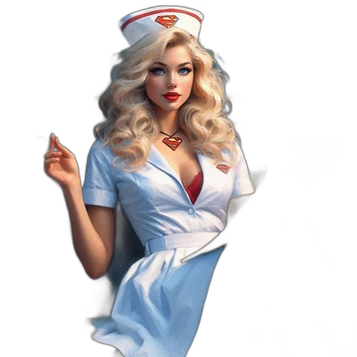 dress, staff, comic book art, photorealistic transparent PNG cut-out