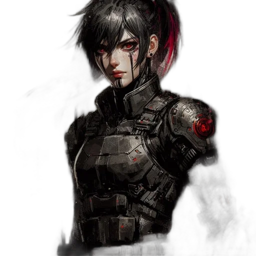 weapon, robot, face, cyberpunk transparent PNG cut-out