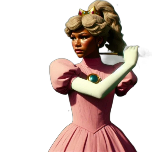 dress, staff, crown, 3d render transparent PNG cut-out