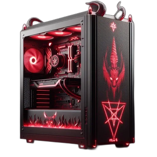 dragon, cyberpunk, 3d render, red transparent PNG cut-out