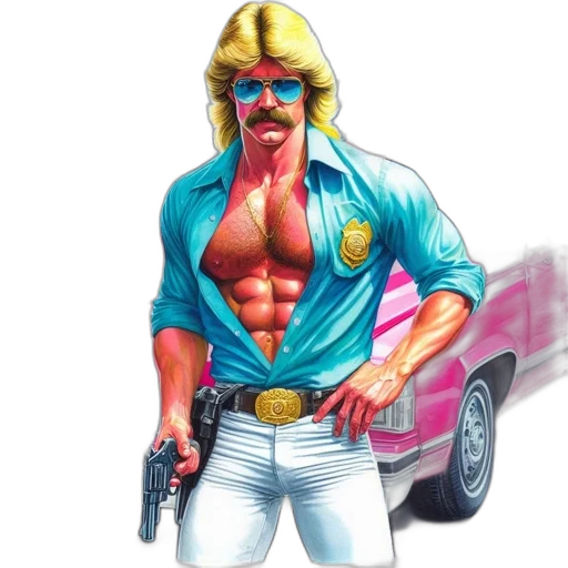 jacket, weapon, concept art, vaporwave transparent PNG cut-out