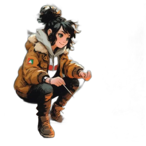 jacket, staff, concept art, fantasy art transparent PNG cut-out